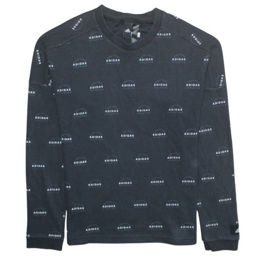Adidas Men's Black Logo Crew Neck Pullover Sweatshirt Size M