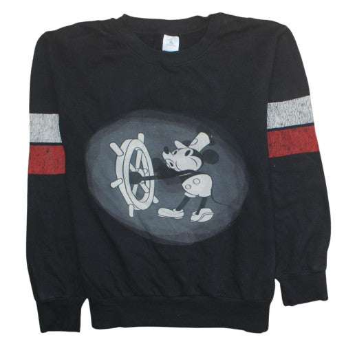 Disney Women’s Black Mickey Mouse Steamboat Crew Neck Sweatshirt L