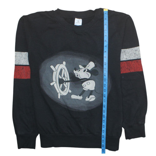 Disney Women’s Black Mickey Mouse Steamboat Crew Neck Sweatshirt L