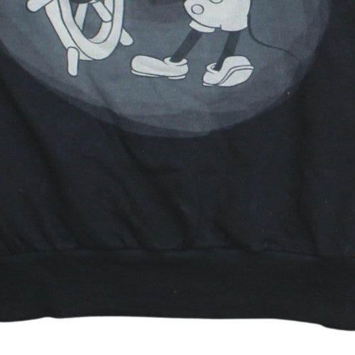 Disney Women’s Black Mickey Mouse Steamboat Crew Neck Sweatshirt L