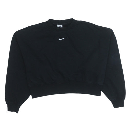 Nike Women Black Cropped Pullover Sweatshirt S Cotton Blend
