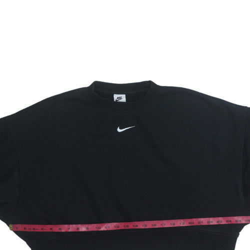 Nike Women Black Cropped Pullover Sweatshirt S Cotton Blend