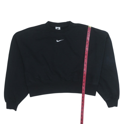 Nike Women Black Cropped Pullover Sweatshirt S Cotton Blend