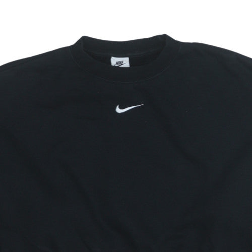 Nike Women Black Cropped Pullover Sweatshirt S Cotton Blend