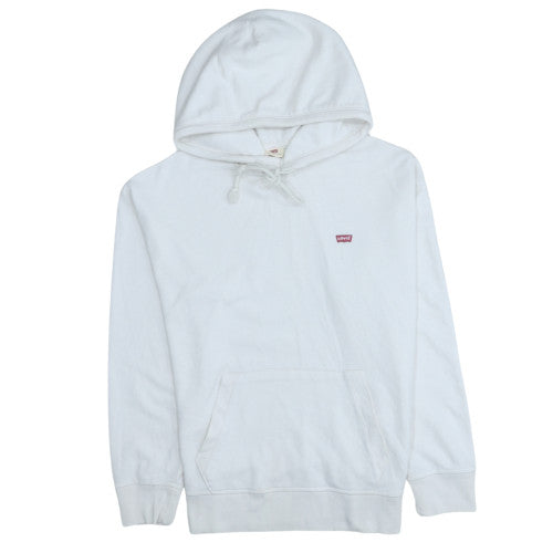 Levi's Men's White Pullover Hoodie M Logo Fleece Sweatshirt