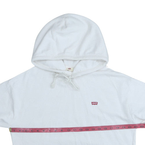 Levi's Men's White Pullover Hoodie M Logo Fleece Sweatshirt