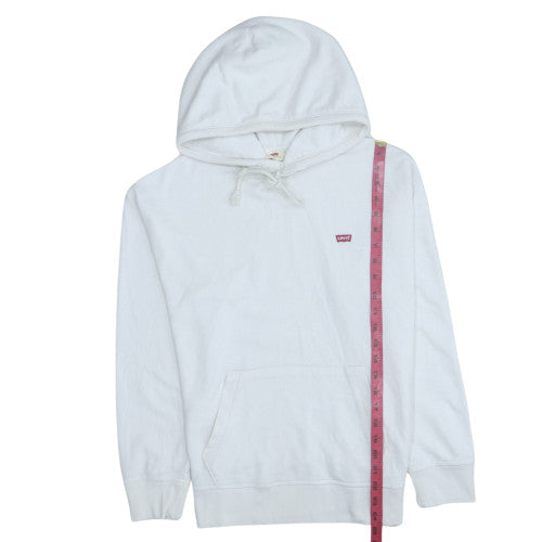Levi's Men's White Pullover Hoodie M Logo Fleece Sweatshirt