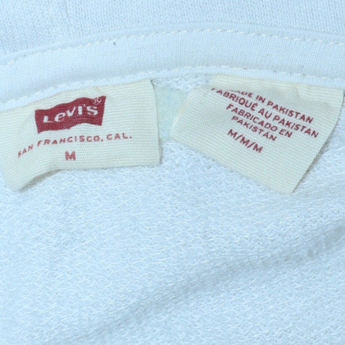 Levi's Men's White Pullover Hoodie M Logo Fleece Sweatshirt