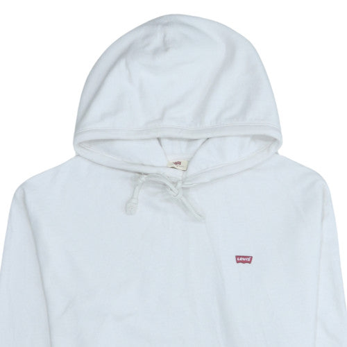 Levi's Men's White Pullover Hoodie M Logo Fleece Sweatshirt