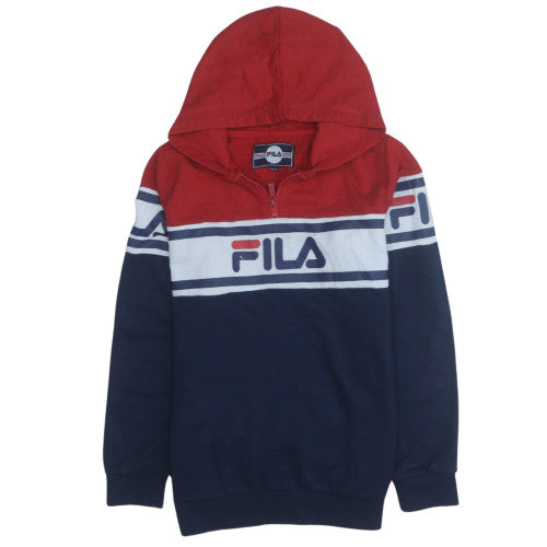Fila Boys Red Blue Half Zip Hoodie 13-15 Years Cotton Blend