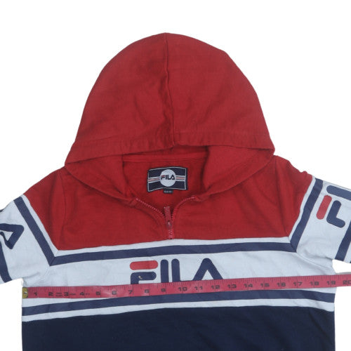 Fila Boys Red Blue Half Zip Hoodie 13-15 Years Cotton Blend