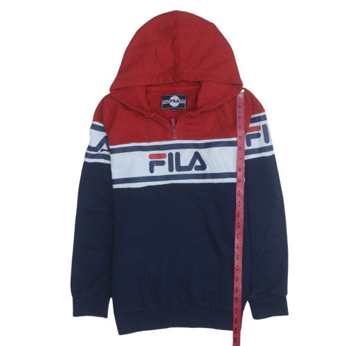 Fila Boys Red Blue Half Zip Hoodie 13-15 Years Cotton Blend