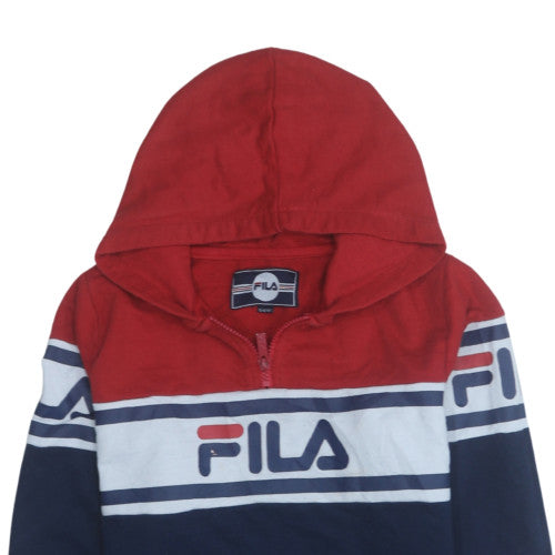 Fila Boys Red Blue Half Zip Hoodie 13-15 Years Cotton Blend