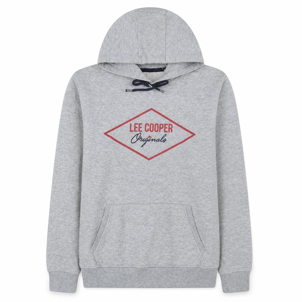 Front view of Lee Cooper women’s grey pullover hoodie, size M
