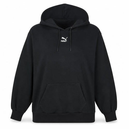 Puma Women Black M Pullover Hoodie Sweatshirt Hooded Cotton Blend
