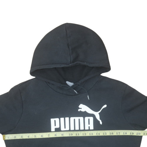 Puma Women Black Pullover Hoodie Size L Logo Graphic Sweatshirt