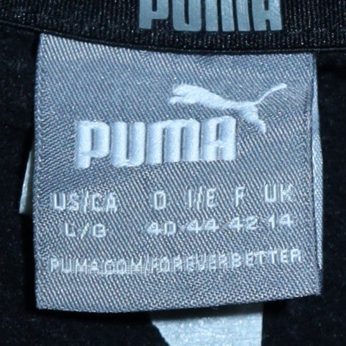 Puma Women Black Pullover Hoodie Size L Logo Graphic Sweatshirt