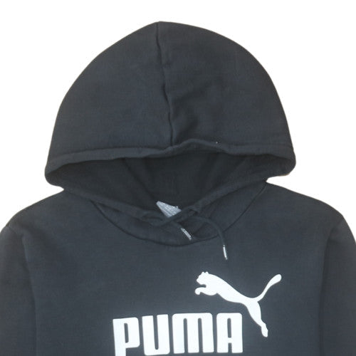 Puma Women Black Pullover Hoodie Size L Logo Graphic Sweatshirt