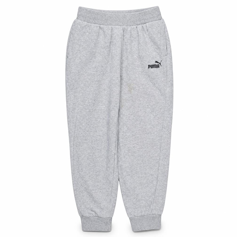 Front view of Puma women’s grey sweatpants jogger trousers, size M