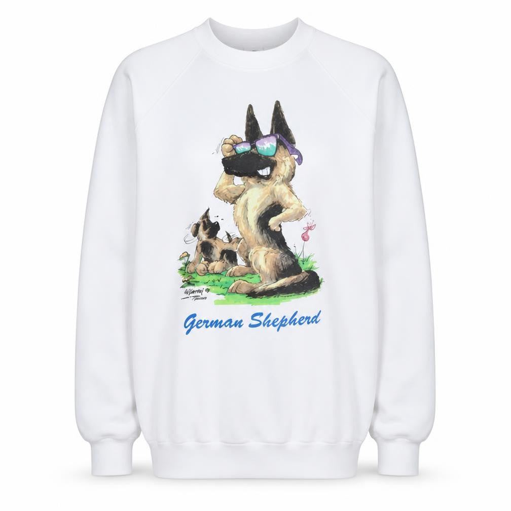 Fruit of the Loom Women White German Shepherd Graphic Pullover Sweatshirt XL