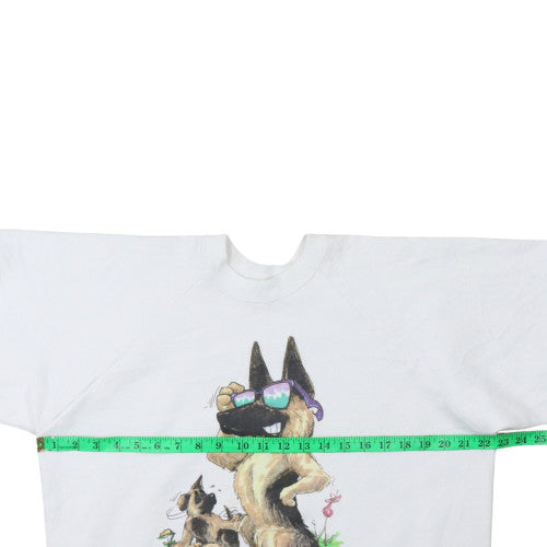 Fruit of the Loom Women White German Shepherd Graphic Pullover Sweatshirt XL