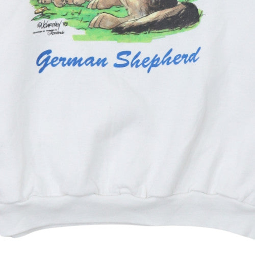 Fruit of the Loom Women White German Shepherd Graphic Pullover Sweatshirt XL