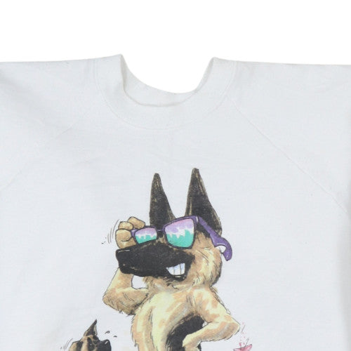 Fruit of the Loom Women White German Shepherd Graphic Pullover Sweatshirt XL