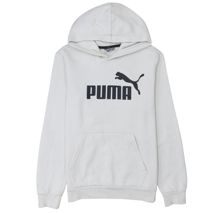 Puma Womens White XS Pullover Hoodie Classic Logo Fleece Sweatshirt
