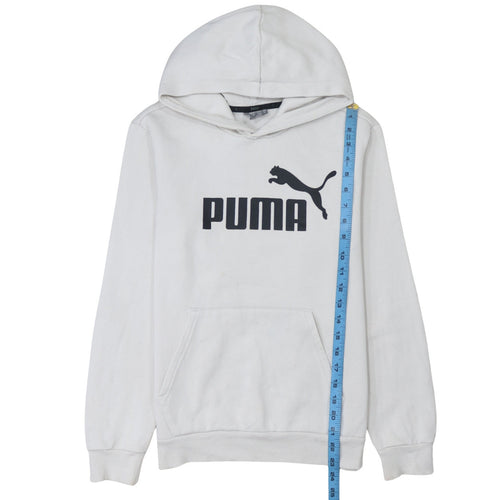 Puma Womens White XS Pullover Hoodie Classic Logo Fleece Sweatshirt