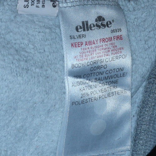 Ellesse Womens Grey Full Zip Hoodie UK 10 Cotton Blend Casual