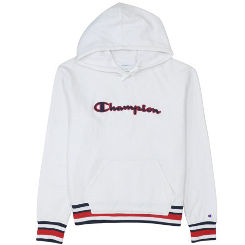 Champion Womens White Large Pullover Hoodie with Logo Embroidery