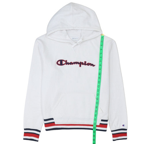 Champion Womens White Large Pullover Hoodie with Logo Embroidery