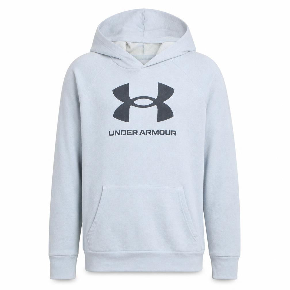 Front view of Under Armour Teens Grey XL Pullover Hoodie Sports Fleece