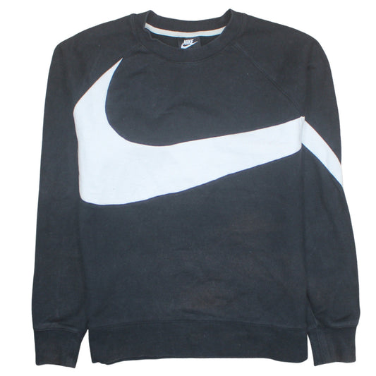 Nike Women Black Large Pullover Sweatshirt Crew Neck Cotton Blend