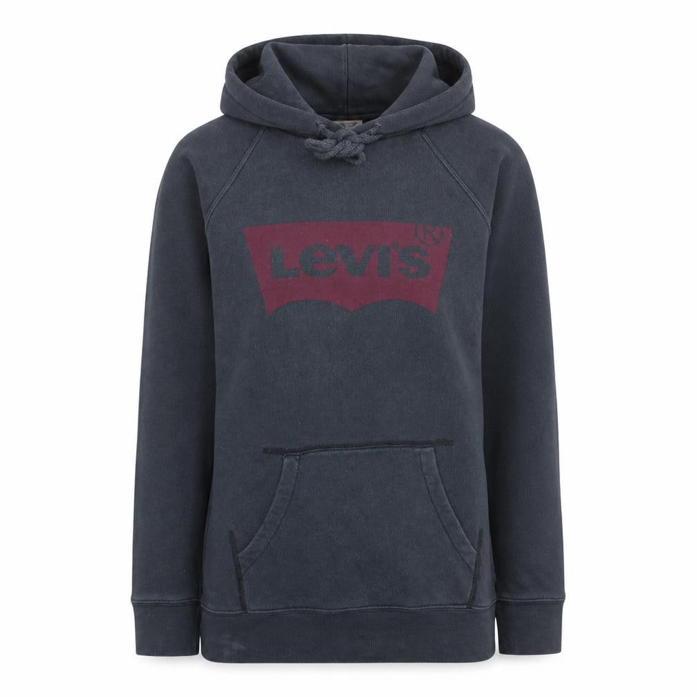 Front view of Levi's women’s black xxs pullover hoodie with logo print