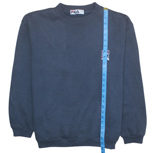 FILA Womens Navy Blue Sweatshirt L Logo Embroidered Pullover Classic Fit