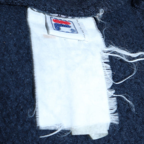 FILA Womens Navy Blue Sweatshirt L Logo Embroidered Pullover Classic Fit