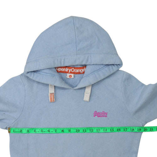 Superdry Women Blue Pullover Hoodie Large Cotton Blend Casual