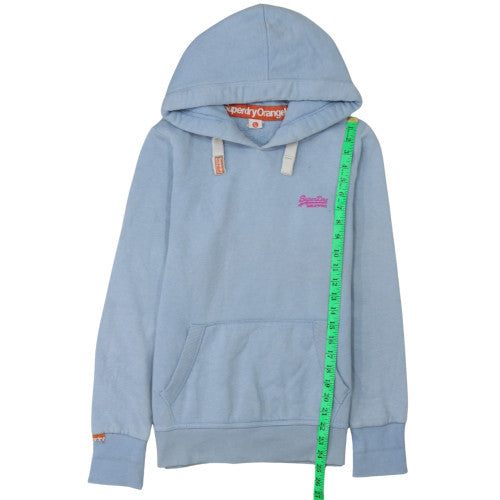 Superdry Women Blue Pullover Hoodie Large Cotton Blend Casual