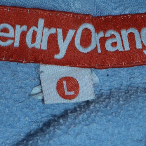 Superdry Women Blue Pullover Hoodie Large Cotton Blend Casual