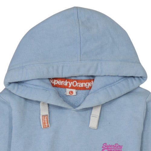 Superdry Women Blue Pullover Hoodie Large Cotton Blend Casual