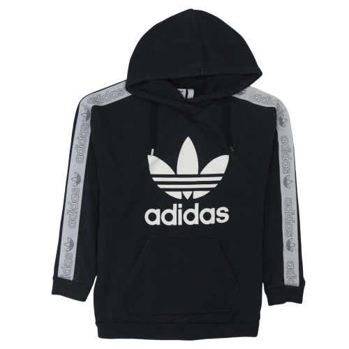 Adidas Womens Black Pullover Hoodie UK 10 with Logo Trim Detail