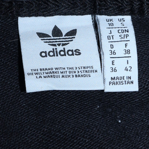 Adidas Womens Black Pullover Hoodie UK 10 with Logo Trim Detail
