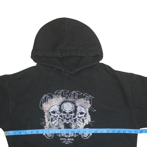 BoohooMAN Men's Black Skull Graphic Pullover Hoodie Size M