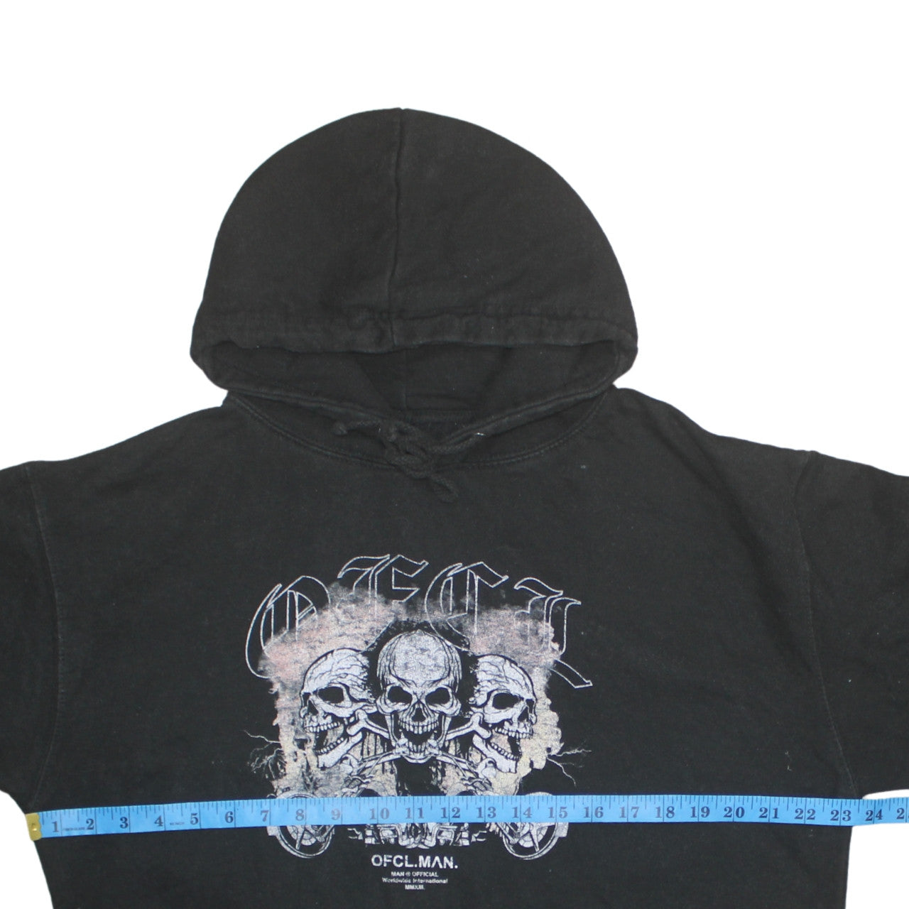BoohooMAN Men's Black Skull Graphic Pullover Hoodie Size M