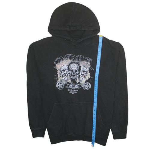 BoohooMAN Men's Black Skull Graphic Pullover Hoodie Size M