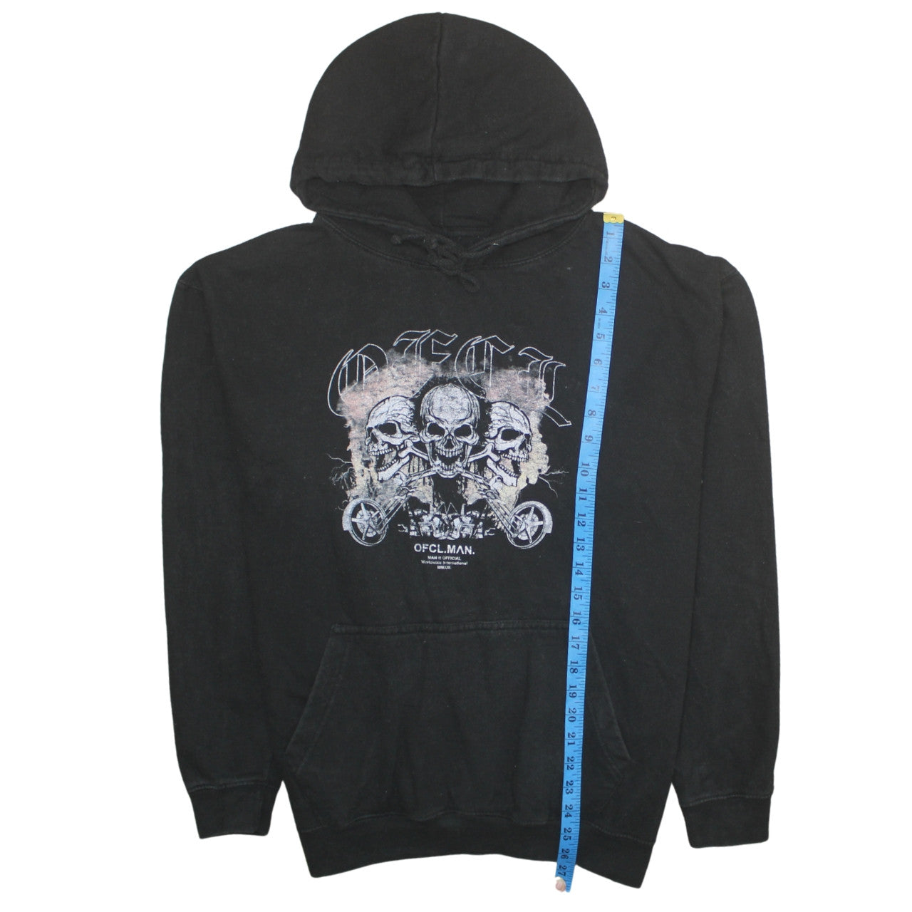 BoohooMAN Men's Black Skull Graphic Pullover Hoodie Size M