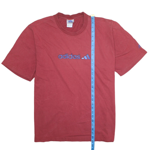 Adidas Men's Red Crew Neck Short Sleeve Cotton T-Shirt Size L