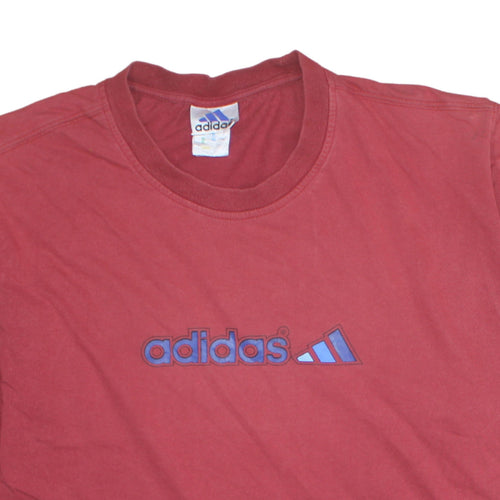 Adidas Men's Red Crew Neck Short Sleeve Cotton T-Shirt Size L