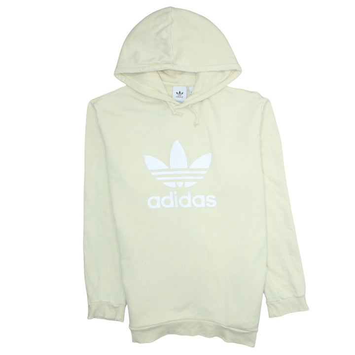 Adidas Women Beige Pullover Hoodie XL Hooded Logo Sweatshirt